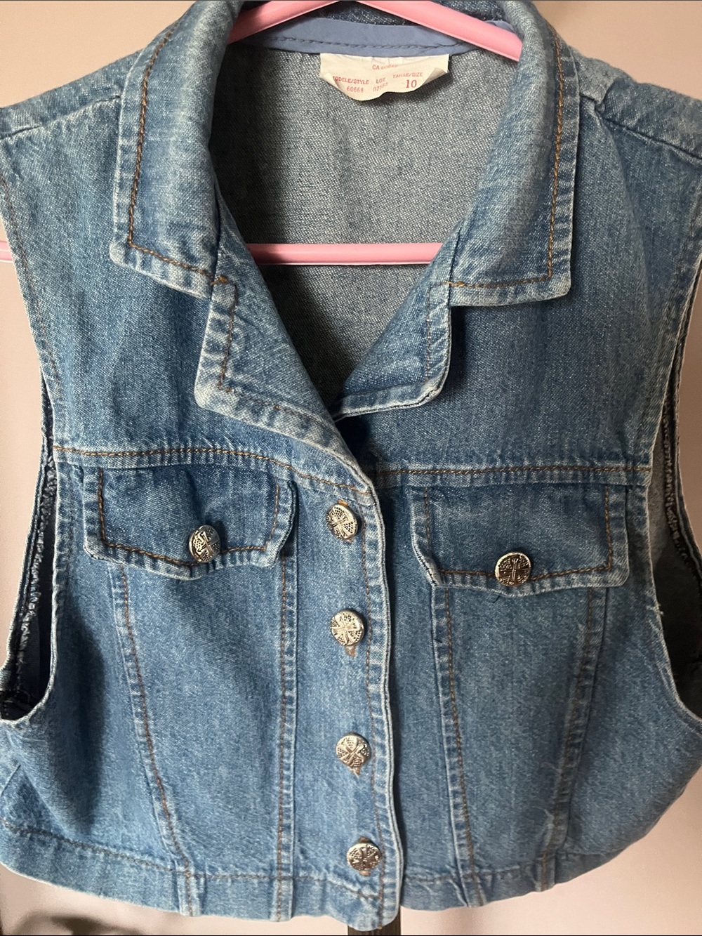 Kids Light Blue Denim Vest with Decorative Silver Buttons